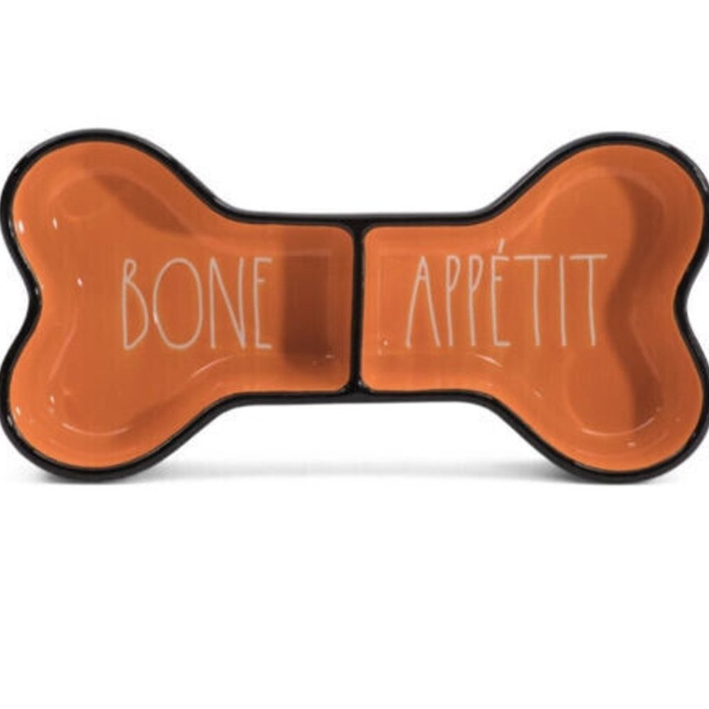 Rae Dunn “BONE APPETIT” 2-Sided Dog Dish/Dog Bowl (Food/Water Dish/NEW!)